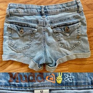 MUDD Vintage Y2K Cuffed Cutoff Style Denim JEAN SHORTS Girls Size 12